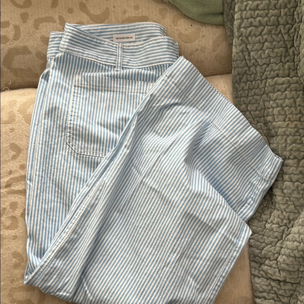 Blue and White Striped Pants